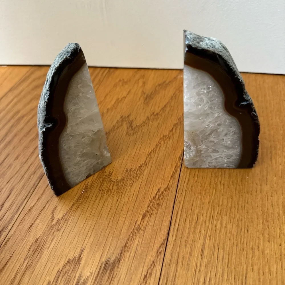Set of 2 West Elm Natural Agate Bookends